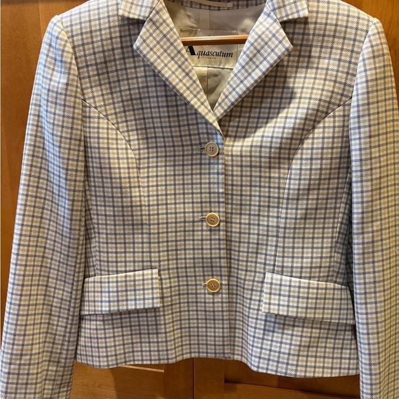 Aquascutum London Jackets & Blazers - Vintage Aquascutum London 100% Wool Checkered Blazer Size 10/42